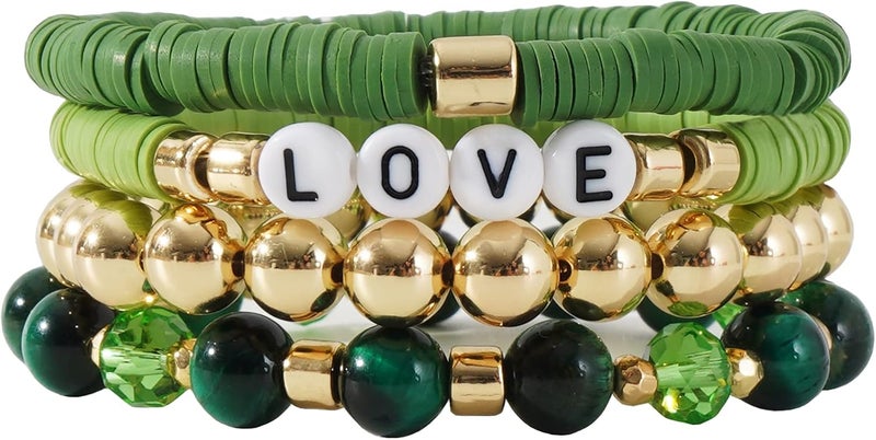 Aigrnc Boho Beaded Stretch Bracelets For Women Stackable Crystal Gold Plated Beaded Bracelets Set Trendy Handmade Friendship Braeclet Jewelry Gifts - Image 1